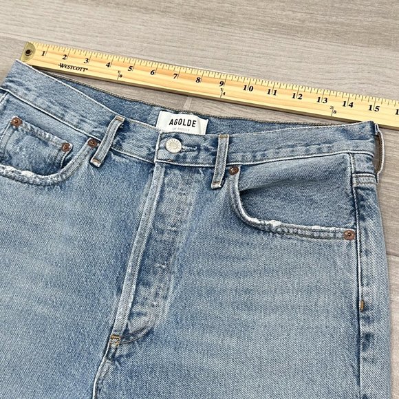 Agolde Riley High Rise Straight Crop Jeans in Curio Light Wash Denim Size 28 - Picture 11 of 16